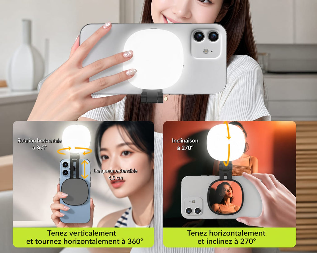Led selfie magnétique