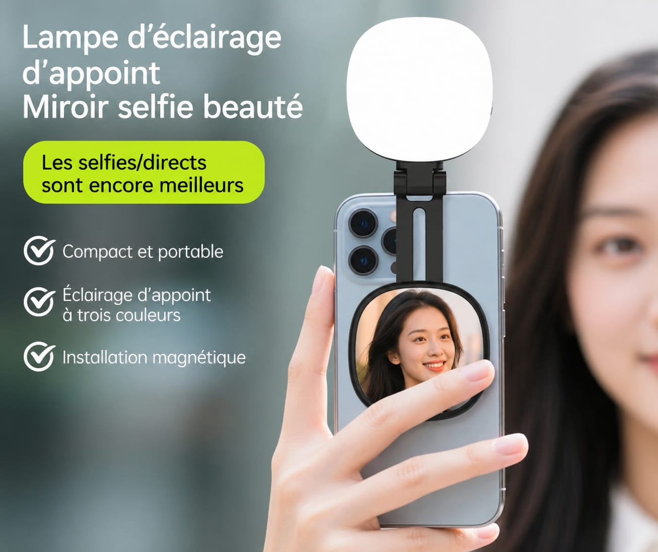 Led selfie magnétique